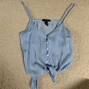 BLUE TIE FRONT CROP TOP